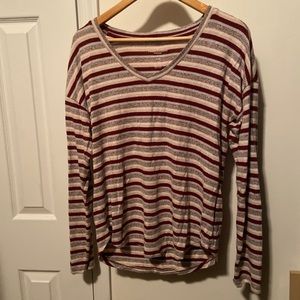 American Eagle Soft and Sexy Plush Striped Long Sleeve V-neck.